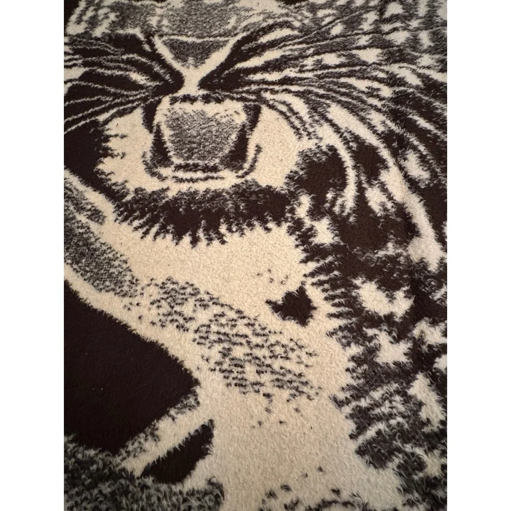 Vintage San Marcos Blanket Brown Leopard Big Cat Full Size 88x64 HAS TAG